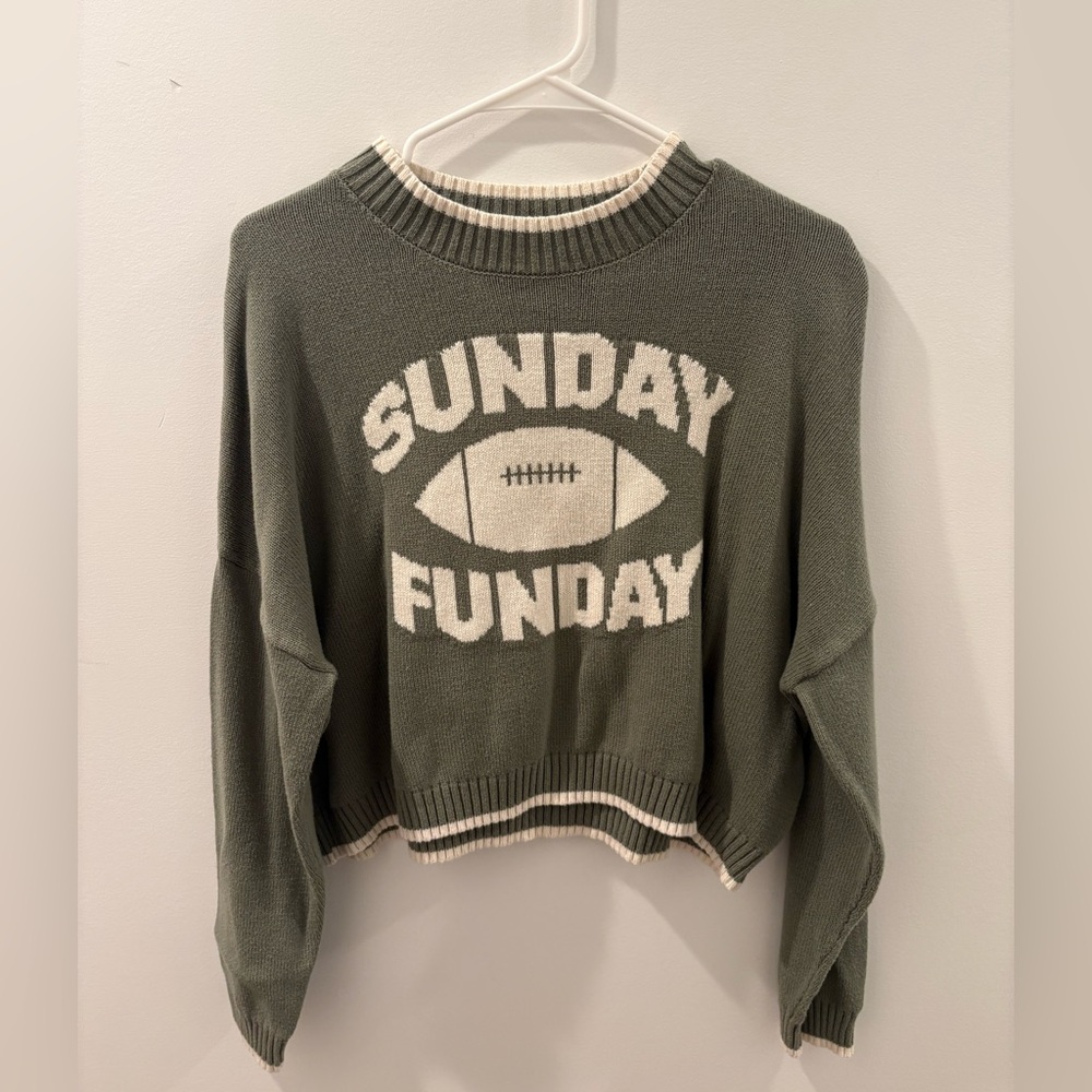 Sunday Funday Women's Green Sweater- Medium